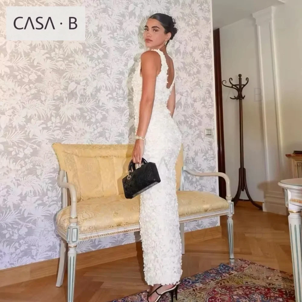 NEW💫CASA B |“Dreaming in Rose” 3D Floral Appliqué Ivory Plunge Neckline Dress - Picture 2 of 7